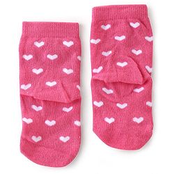 Cute Walk By Babyhug Anti-Bacterial Ankle Length Socks Striped Floral & Heart Design Pack Of 3- White Yellow & Pink