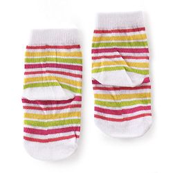 Cute Walk By Babyhug Anti-Bacterial Ankle Length Socks Striped Floral & Heart Design Pack Of 3- White Yellow & Pink