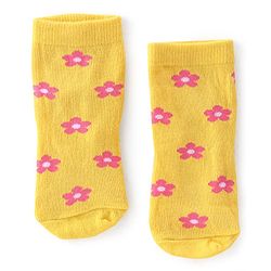 Cute Walk By Babyhug Anti-Bacterial Ankle Length Socks Striped Floral & Heart Design Pack Of 3- White Yellow & Pink