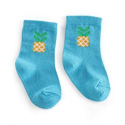 Cute Walk By Babyhug Anti-Bacterial Ankle Length Socks Striped  & Fruit Design Pack Of 3-  Red White & Blue