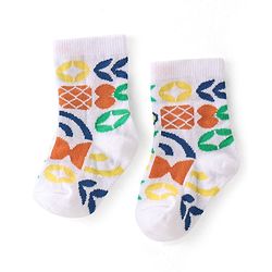 Cute Walk By Babyhug Anti-Bacterial Ankle Length Socks Striped  & Fruit Design Pack Of 3-  Red White & Blue