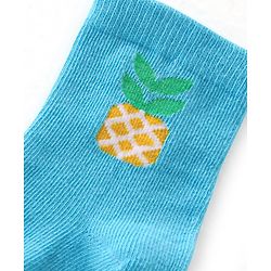 Cute Walk By Babyhug Anti-Bacterial Ankle Length Socks Striped  & Fruit Design Pack Of 3-  Red White & Blue