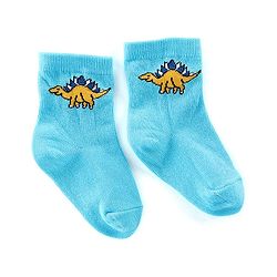 Cute Walk By Babyhug Anti-Bacterial Ankle Length Socks Stripes & Dino Design Pack Of 3 - Multicolor