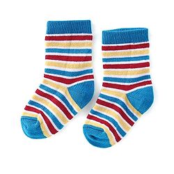 Cute Walk By Babyhug Anti-Bacterial Ankle Length Socks Stripes & Dino Design Pack Of 3 - Multicolor