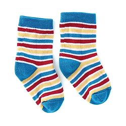 Cute Walk By Babyhug Anti-Bacterial Ankle Length Socks Stripes & Dino Design Pack Of 3 - Multicolor