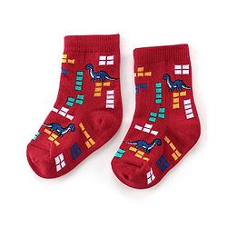 Cute Walk By Babyhug Anti-Bacterial Ankle Length Socks Stripes & Dino Design Pack Of 3 - Multicolor