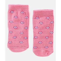 Cute Walk By Babyhug Anti-Bacterial Ankle Length Socks Floral Design Pack Of 3 - Multicolor