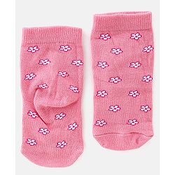 Cute Walk By Babyhug Anti-Bacterial Ankle Length Socks Floral Design Pack Of 3 - Multicolor
