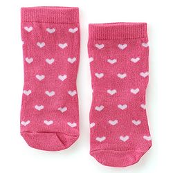 Cute Walk By Babyhug Cotton Non terry Anti Bacterial Ankle Length Socks Floral & Heart Design Pack Of 3- Multicolor