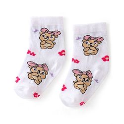 Cute Walk By Babyhug Anti-Bacterial Ankle Length Socks Dotted & Bunny Design Pack Of 3- Maroon  Pink & White