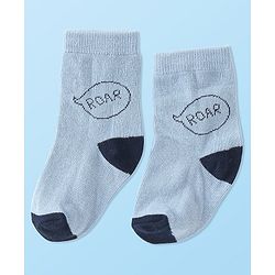 Cute Walk by Babyhug Anti-Bacterial Ankle Length Socks Dino Design Pack of 5 - Blue & Grey
