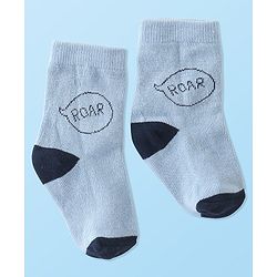Cute Walk by Babyhug Anti-Bacterial Ankle Length Socks Dino Design Pack of 5 - Blue & Grey