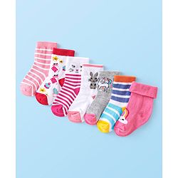 Cute Walk by Babyhug Anti-Bacterial Ankle Length Socks Bunny Design Pack of 7 - Multicolour