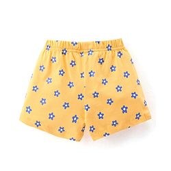 Babyhug Cotton Knit Half Sleeve Night Suit with Text Print - Yellow