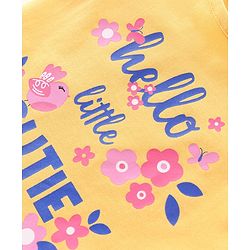 Babyhug Cotton Knit Half Sleeve Night Suit with Text Print - Yellow