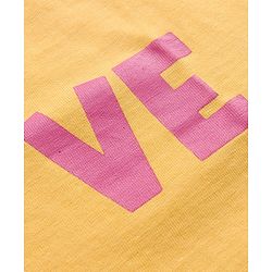 Babyhug Cotton Knit Half Sleeve Night Suit with Text Print - Yellow