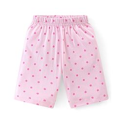 Babyhug 100% Cotton Knit Flutter Sleeve Capri Night Suit With Apple Patch - Pink