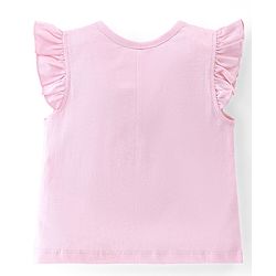 Babyhug 100% Cotton Knit Flutter Sleeve Capri Night Suit With Apple Patch - Pink