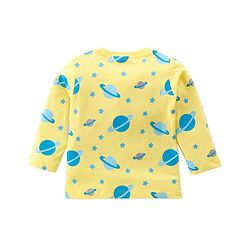 Babyhug Single Jersey Full Sleeves Night Suit Planets Print - Yellow