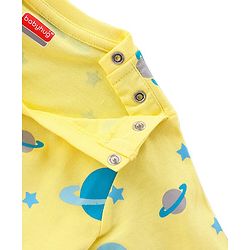 Babyhug Single Jersey Full Sleeves Night Suit Planets Print - Yellow