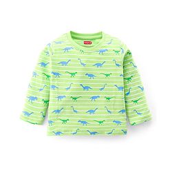 Babyhug Single Jersey Full Sleeves Night Suit Dino Print - Green