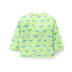 Babyhug Single Jersey Full Sleeves Night Suit Dino Print - Green