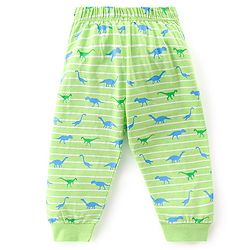 Babyhug Single Jersey Full Sleeves Night Suit Dino Print - Green