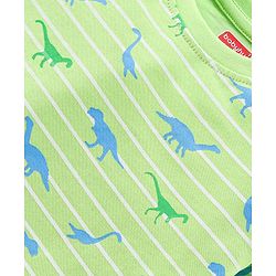 Babyhug Single Jersey Full Sleeves Night Suit Dino Print - Green