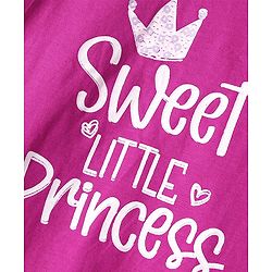 Babyhug 100% Cotton Jersey Knit Half Sleeves Frock Text Print - Magenta