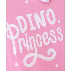 Babyhug Cotton Jersey Knit Half Sleeves Frock with Polka Dots Print & Bow Applique - Pink