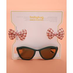 Babyhug Sunglasses  with Bow Clips - Black & Brown