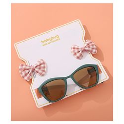 Babyhug Sunglasses  with Bow Clips - Black & Brown
