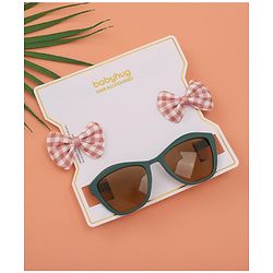 Babyhug Sunglasses  with Bow Clips - Black & Brown