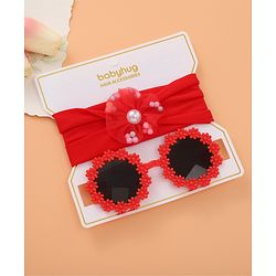 Babyhug Sunglasses with Headband Flower Applique - Red