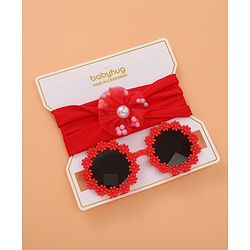 Babyhug Sunglasses with Headband Flower Applique - Red
