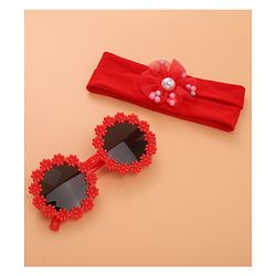 Babyhug Sunglasses with Headband Flower Applique - Red