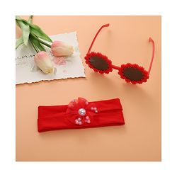 Babyhug Sunglasses with Headband Flower Applique - Red