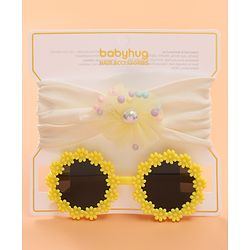 Babyhug Sunglasses with Headband Flower Applique - Red