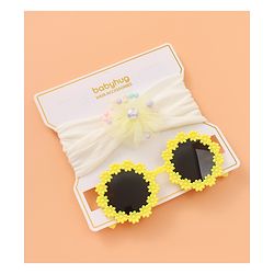 Babyhug Sunglasses with Headband Flower Applique - Red