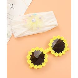 Babyhug Sunglasses with Headband Flower Applique - Red