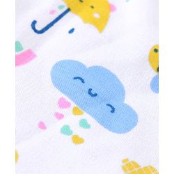 Babyhug 100% Cotton Frill Sleeves Frock Style Onesie Rainbow Print - Multicolour