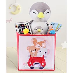 Babyhug Foldable Storage Bin Animal Outing Print - Red