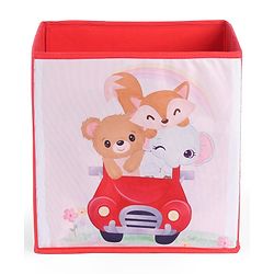 Babyhug Foldable Storage Bin Animal Outing Print - Red
