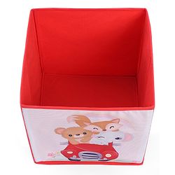 Babyhug Foldable Storage Bin Animal Outing Print - Red