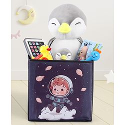 Babyhug Foldable Storage Bin Bunny On Tree Print- Orange