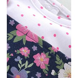 Babyhug 100% Cotton Knit Half Sleeves Polka Dot Print T-Shirt & Dungaree Set Floral Print - White & Blue
