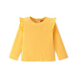 Babyhug Cotton Knit Floral Printed Dungaree with Full Sleeves Inner Tee - Yellow & Blue