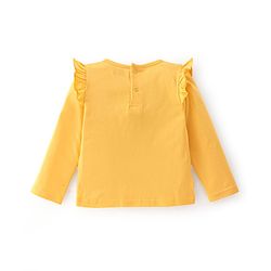 Babyhug Cotton Knit Floral Printed Dungaree with Full Sleeves Inner Tee - Yellow & Blue
