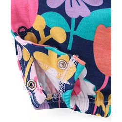 Babyhug Cotton Knit Floral Printed Dungaree with Full Sleeves Inner Tee - Yellow & Blue