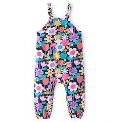 Babyhug Cotton Knit Floral Printed Dungaree with Full Sleeves Inner Tee - Yellow & Blue